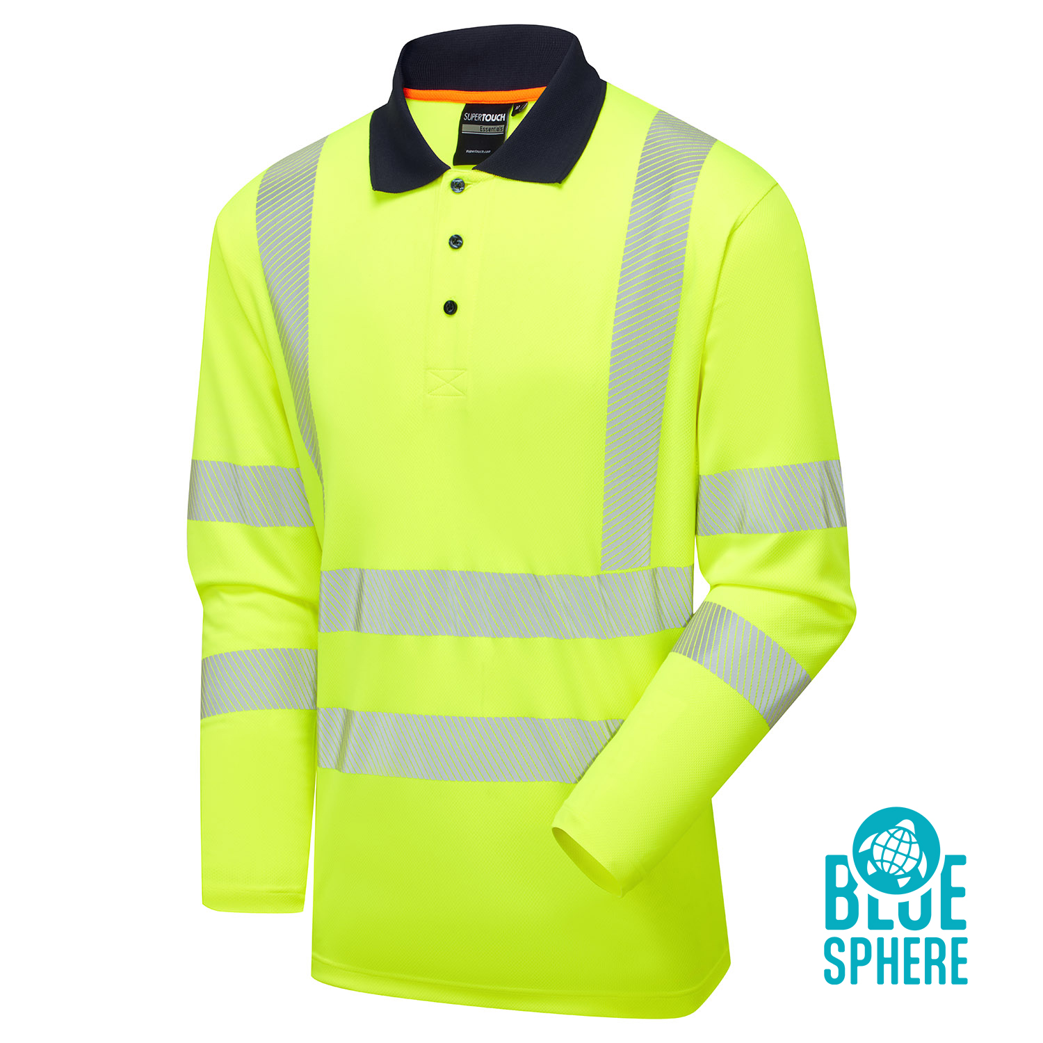 Yellow Essentials Hi-Vis Eco CoolMax Yellow Long Sleeve Polo