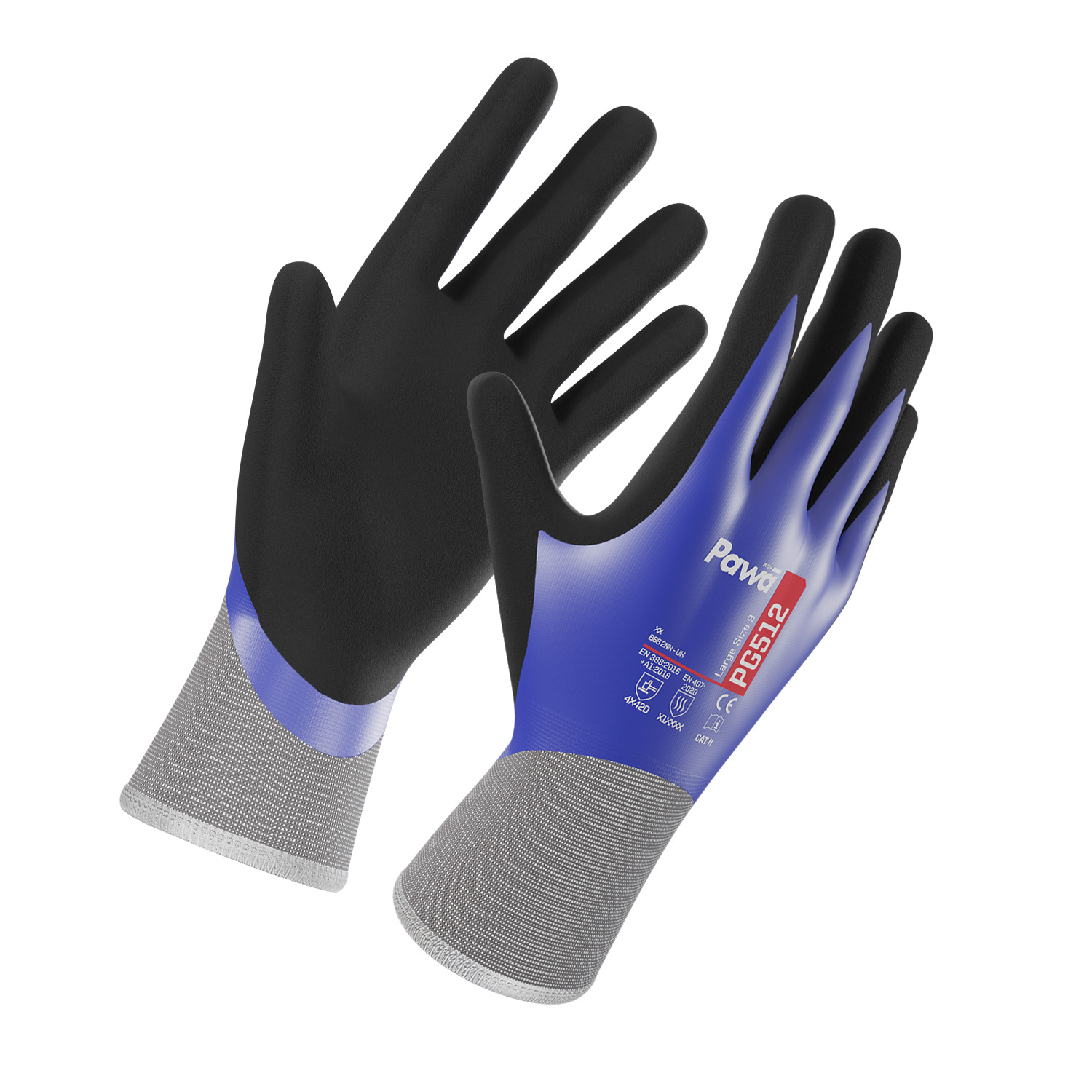 Blue/Black Pawa PG512 Oil Resistant Anti-Cut Gloves Blue/Black Pawa PG512 Oil Resistant Anti-Cut Gloves