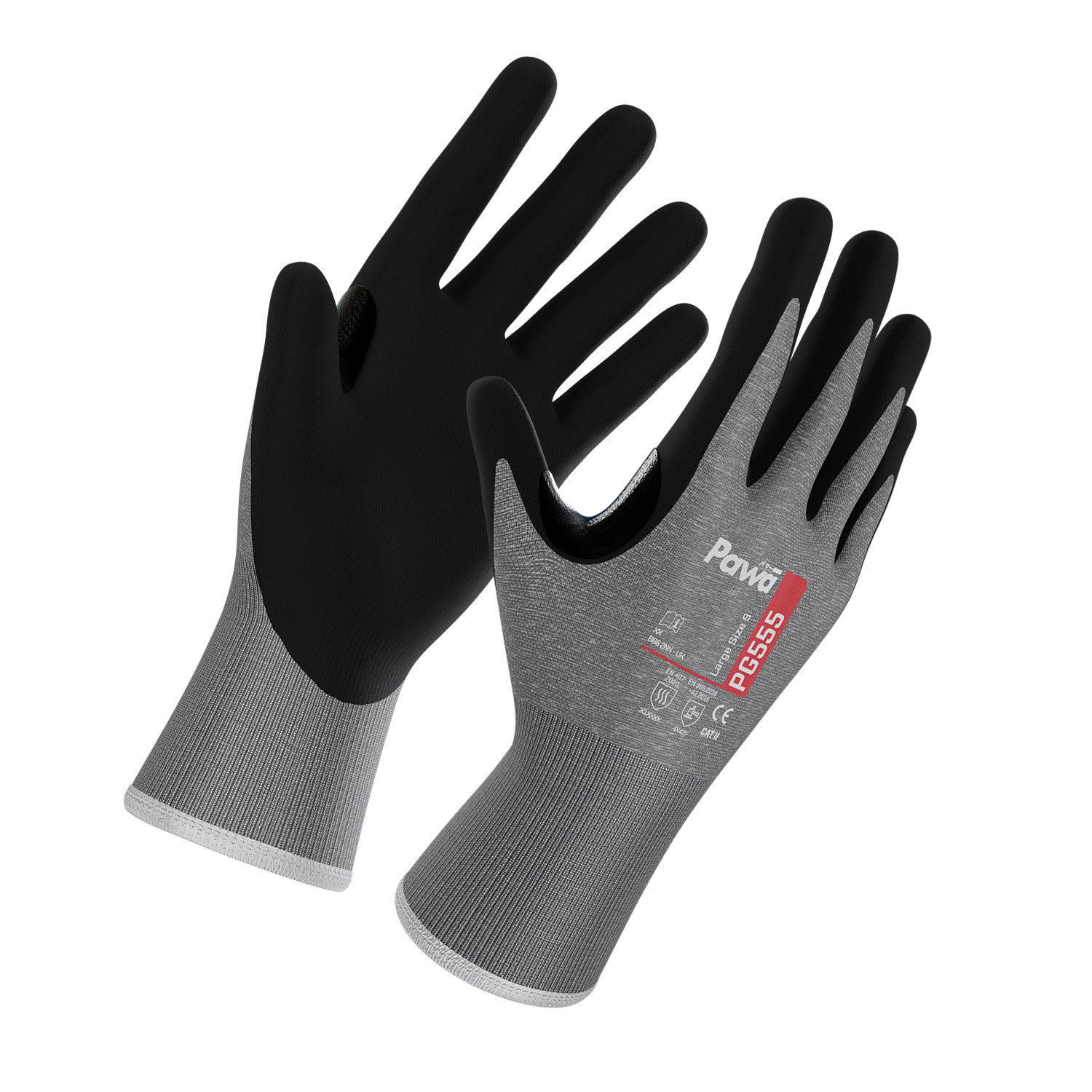 Grey/Black Pawa PG555 Level F Cut-Resistant Gloves Grey/Black Pawa PG555 Level F Cut-Resistant Gloves