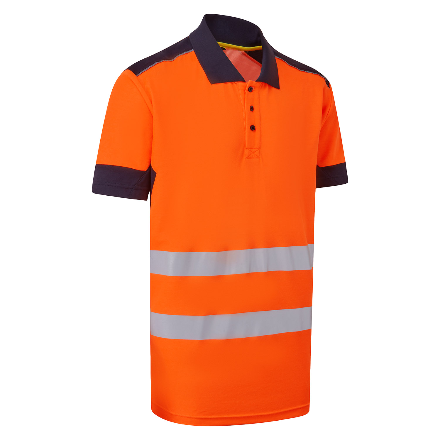 Orange/Navy System Hi-Vis Eco Orange CottonCool Short Sleeve Polo