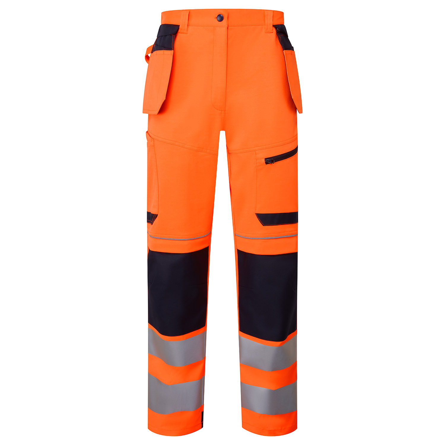 Orange/Navy System Hi-Vis Eco Stretch Removable Holster Orange Trousers