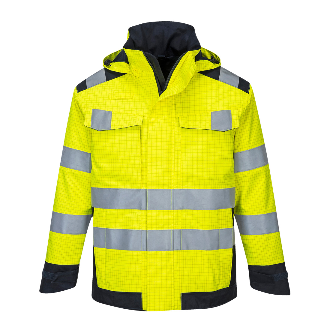MV70 Modaflame Rain+ Hi-Vis Multi-Norm Contrast FR Jacket Yellow/Navy MV70 Modaflame Rain+ Hi-Vis Multi-Norm Contrast FR Jacket Yellow/Navy