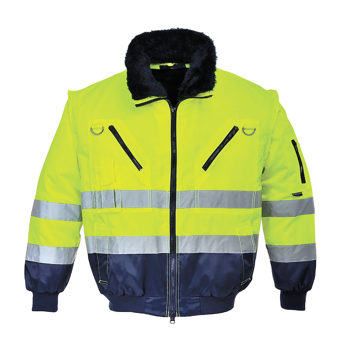 PJ50 Hi-Vis 3-in-1 Contrast Pilot Jacket Yellow/Navy PJ50 Hi-Vis 3-in-1 Contrast Pilot Jacket Yellow/Navy