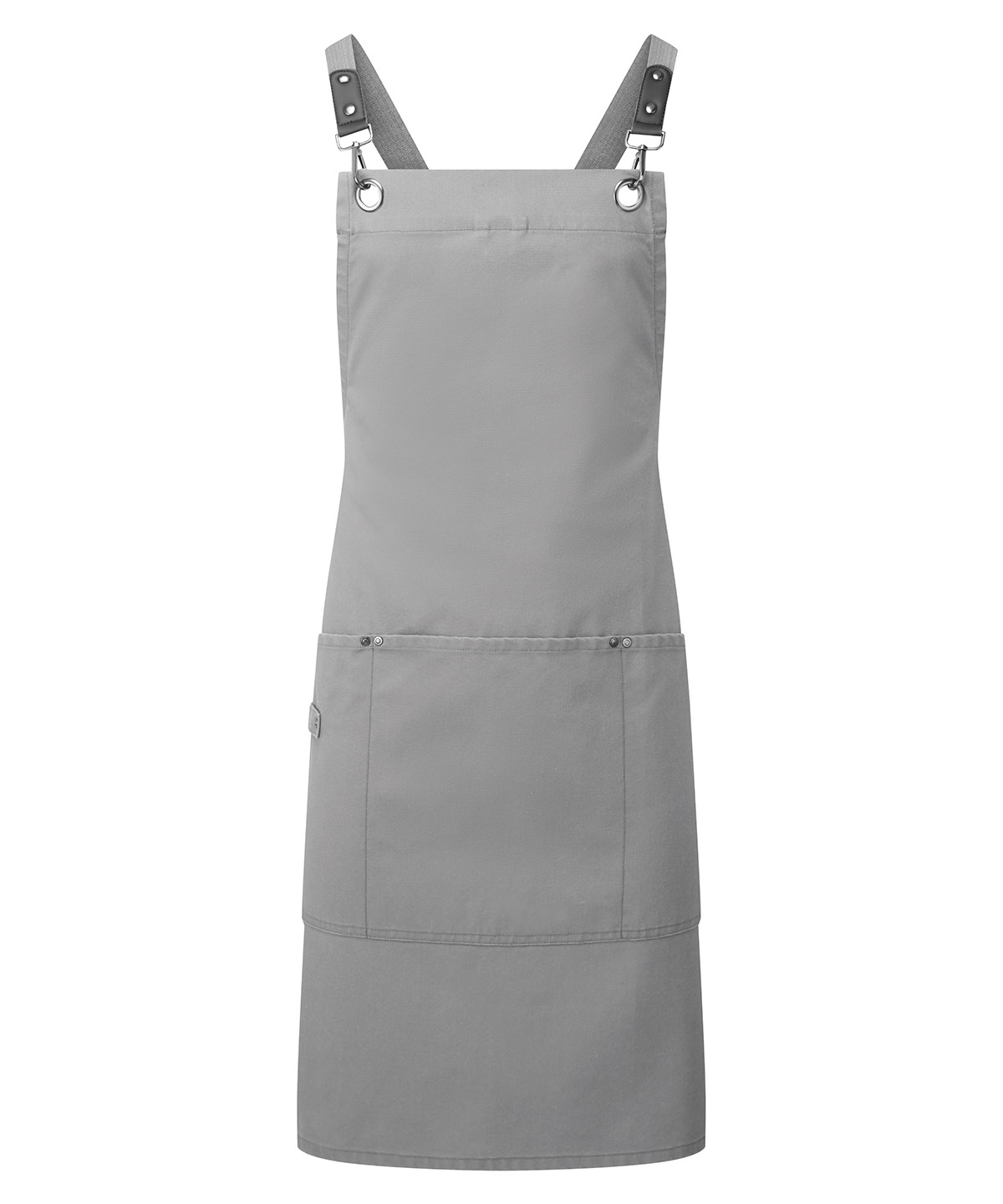 PR182 Clip ‘n’ Clasp cross-back bib apron Grey PR182 Clip ‘n’ Clasp cross-back bib apron Grey