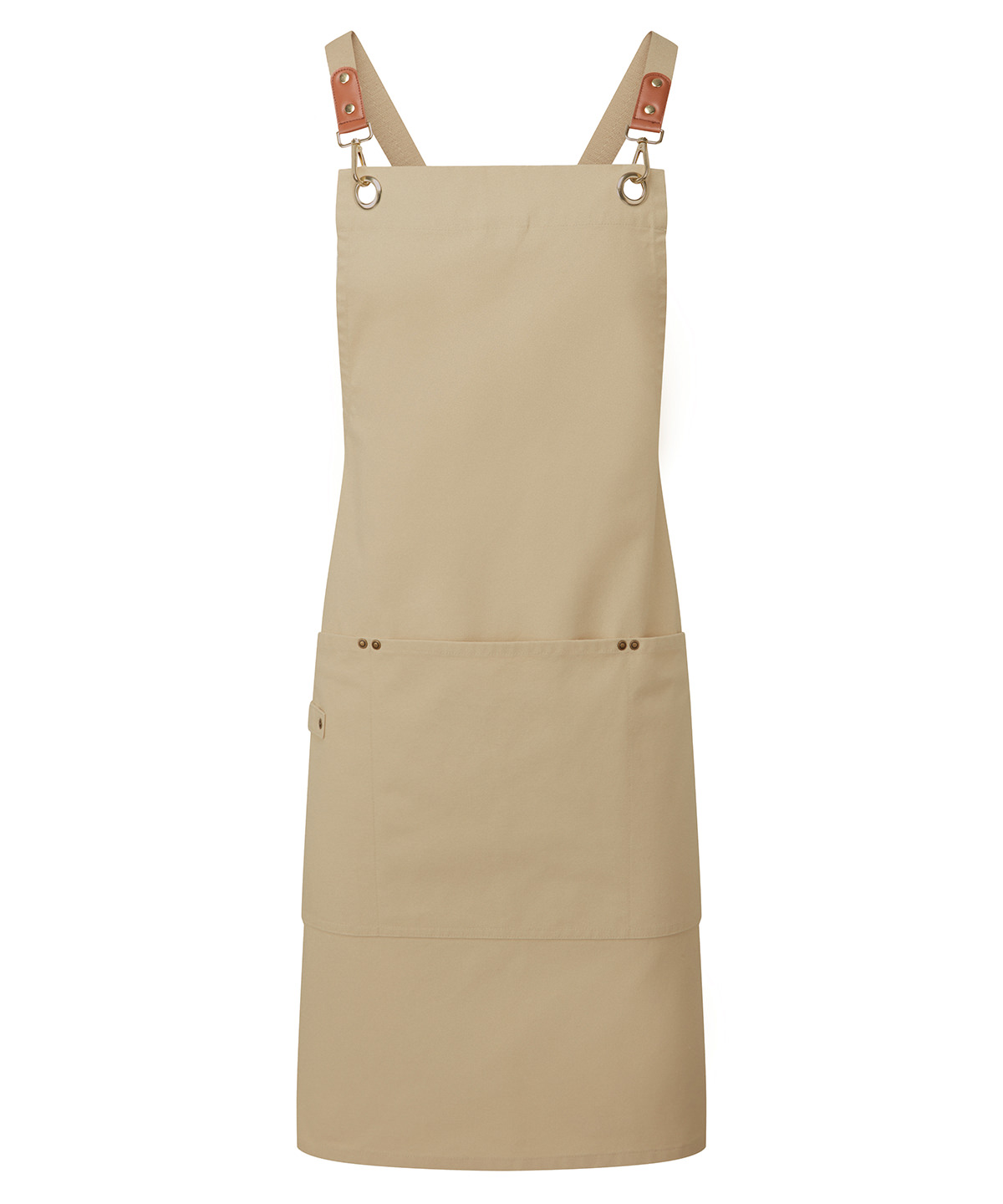 PR182 Clip ‘n’ Clasp cross-back bib apron Brown PR182 Clip ‘n’ Clasp cross-back bib apron Brown