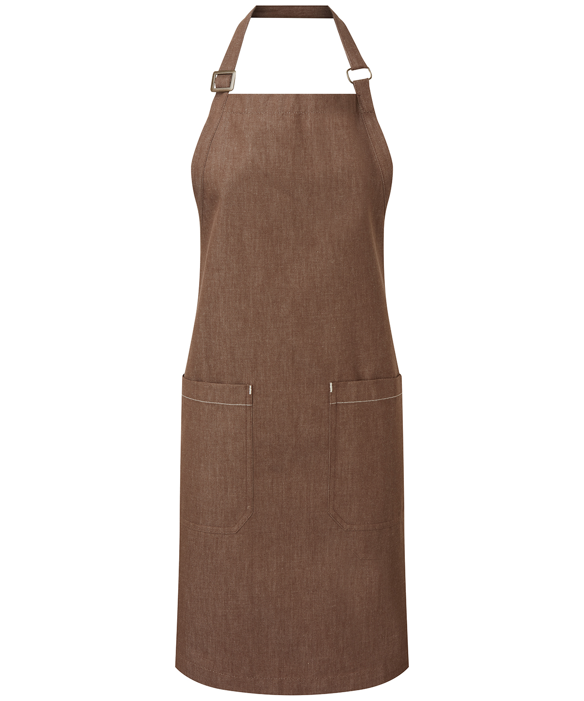 PR113 Cotton denim bib apron, organic and Fairtrade certified Brown