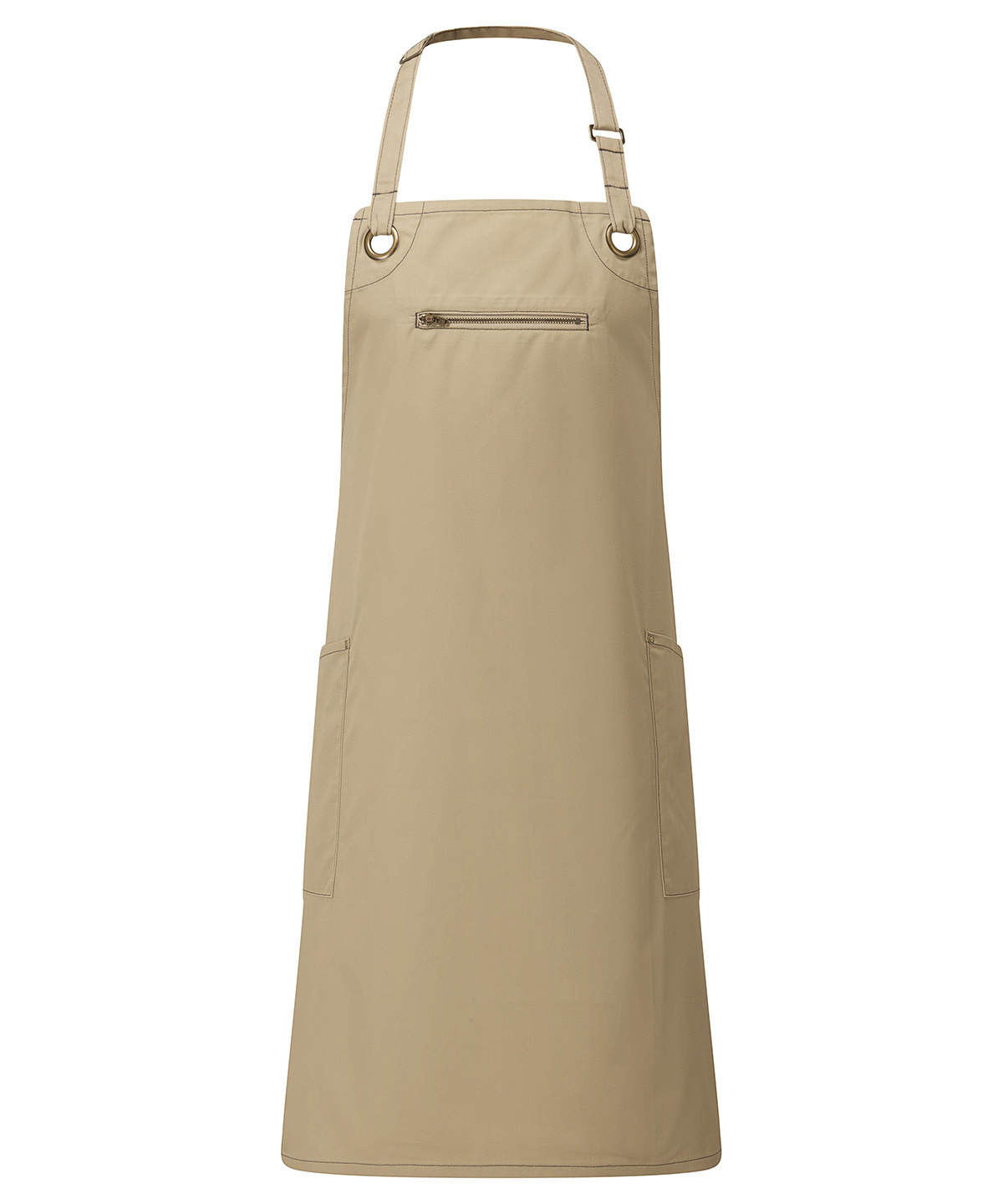 PR121 ‘Barley’ Contrast Stitch Bib Apron Brown PR121 ‘Barley’ Contrast Stitch Bib Apron Brown