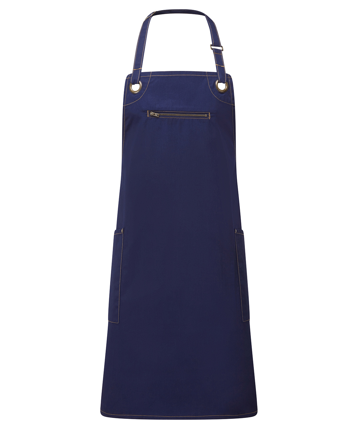 PR121 ‘Barley’ Contrast Stitch Bib Apron Blue