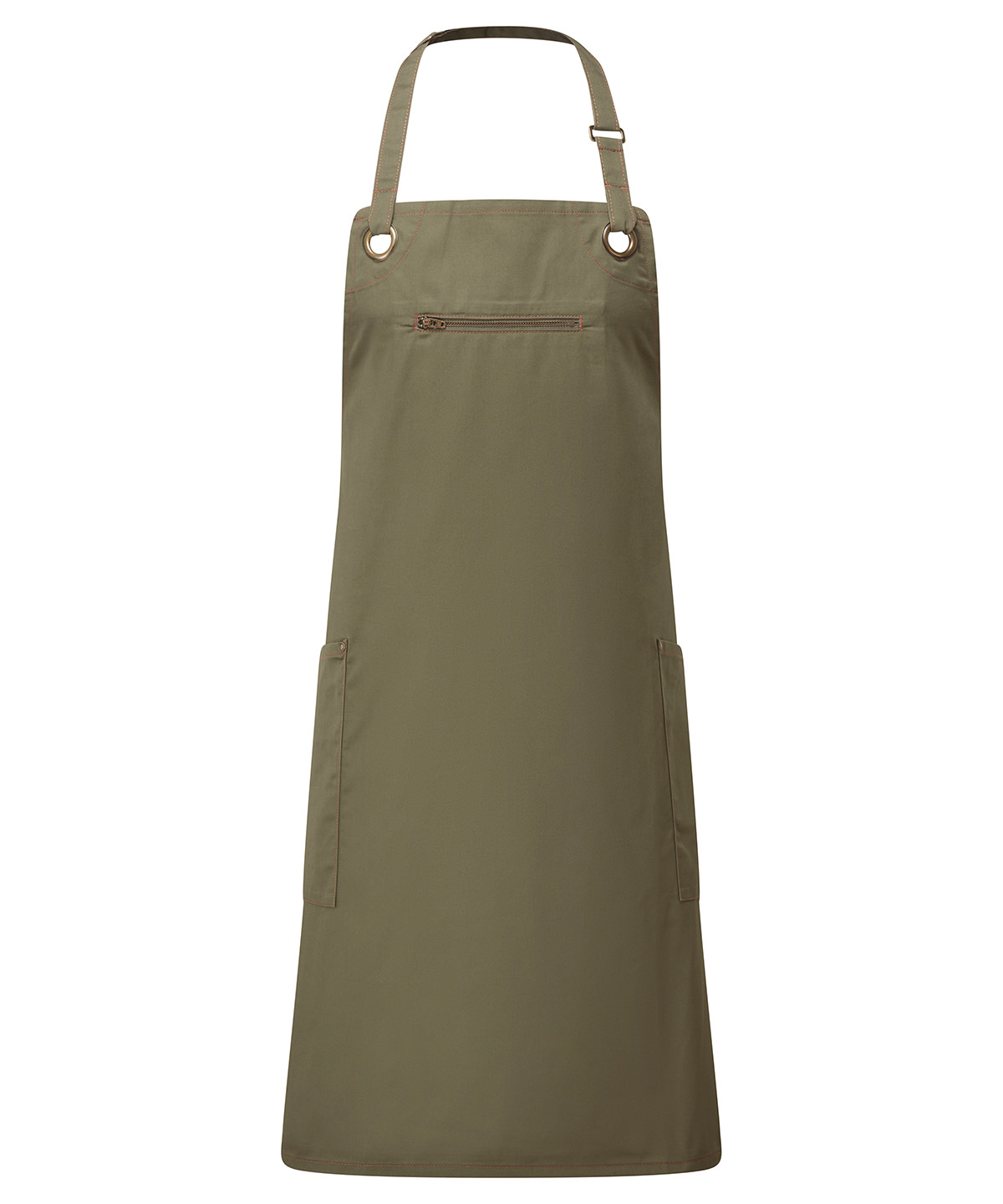 PR121 ‘Barley’ Contrast Stitch Bib Apron Green