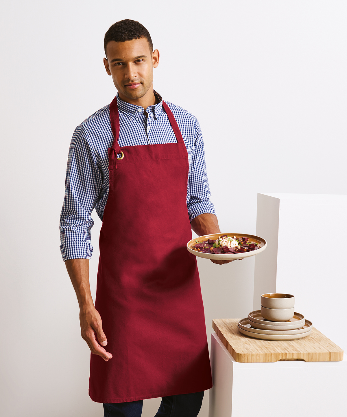 PR130 Calibre heavy cotton canvas bib apron Blue
