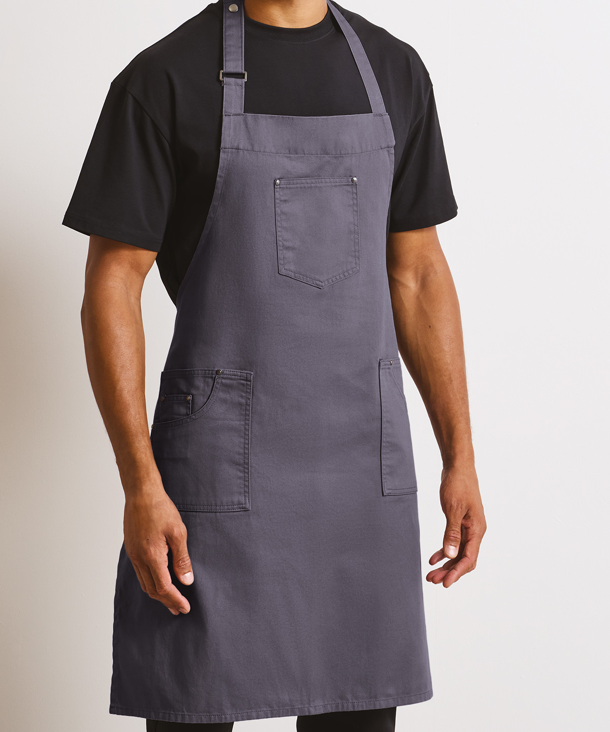 PR132 Chino cotton bib apron Grey