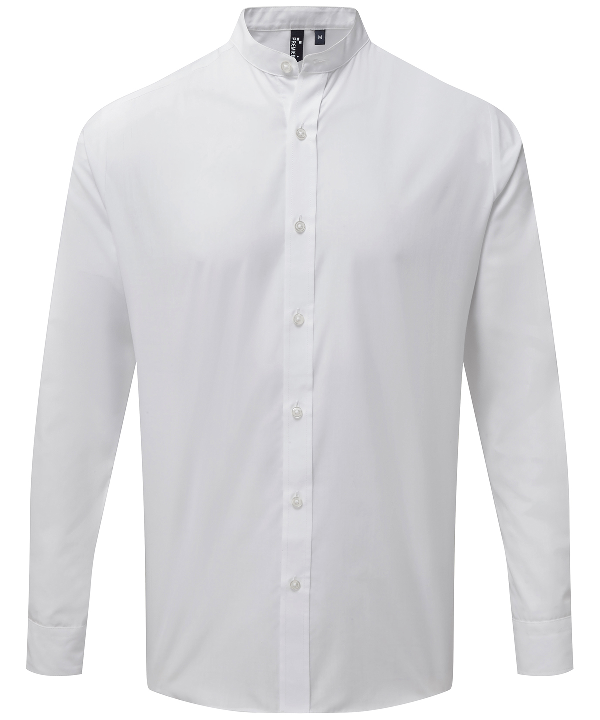 PR258 Banded collar grandad long sleeve shirt White