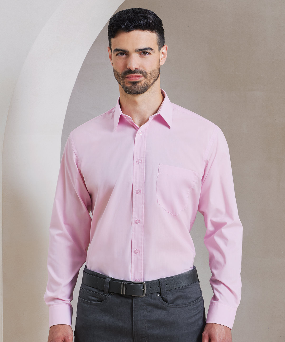 PR200 Long sleeve poplin shirt Red