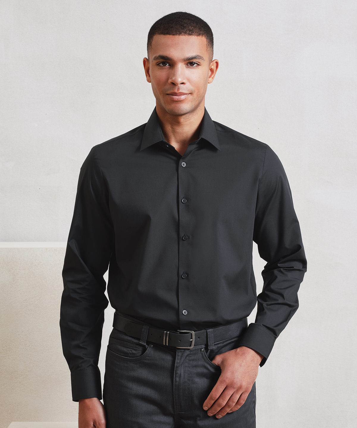 PR203 Long sleeve ‘Recyclight’ poplin shirt White