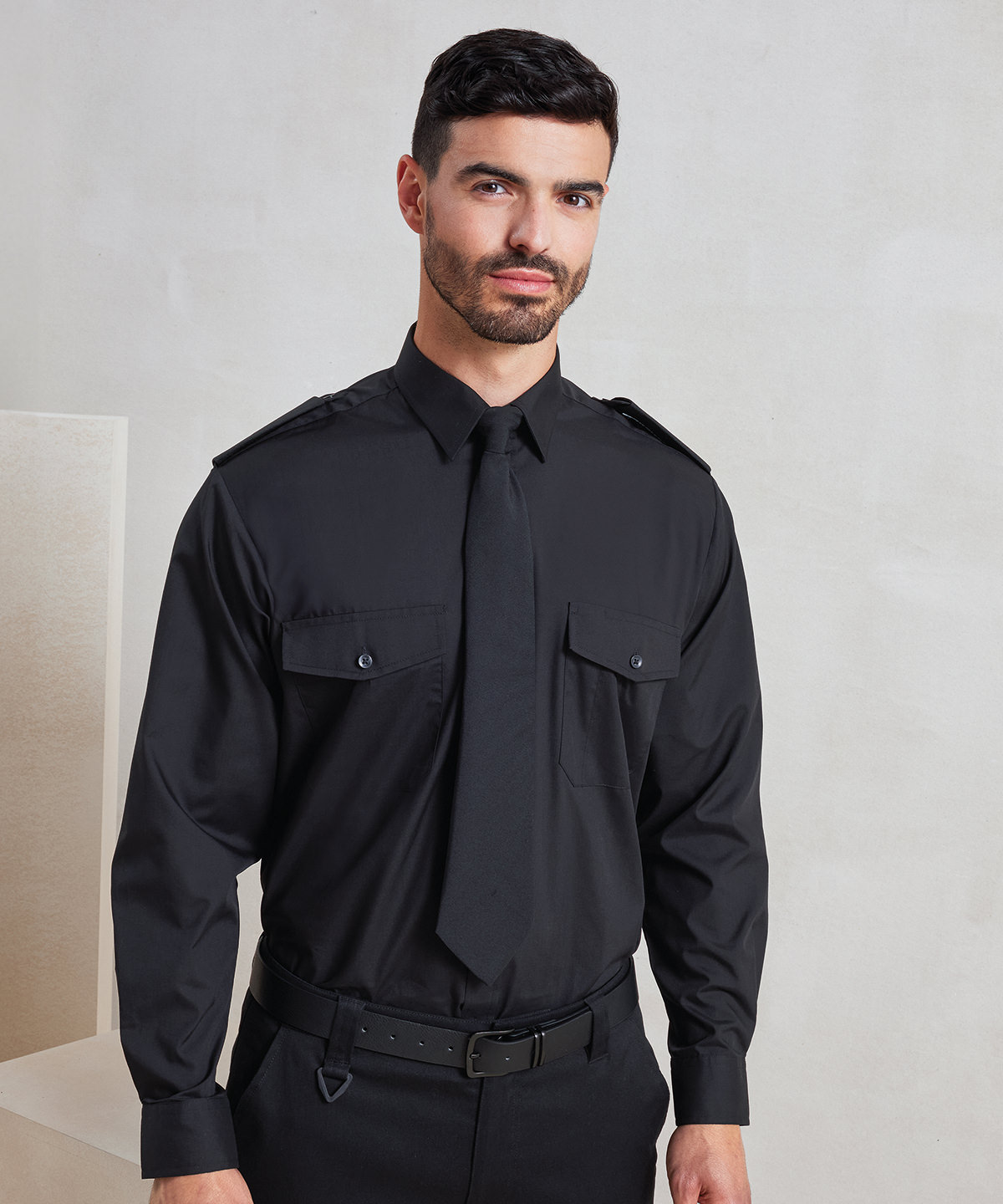 PR210 Long sleeve pilot shirt Black