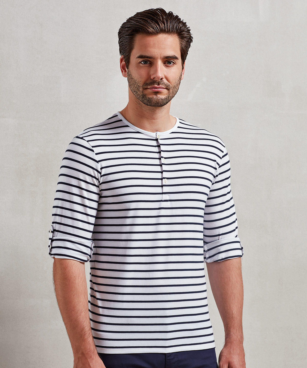 PR218 Long John roll-sleeve tee White
