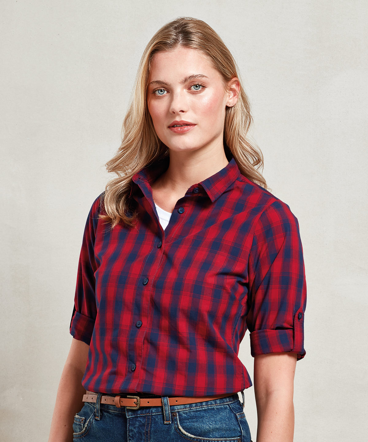 PR350 Women’s Mulligan check cotton long sleeve shirt Pattern