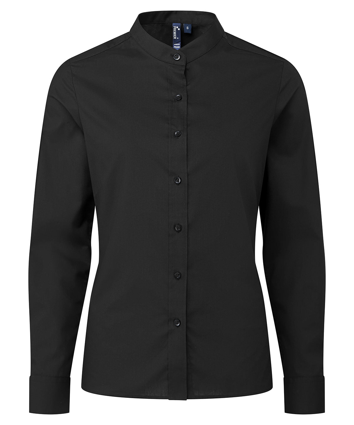PR358 Women’s banded collar ‘grandad’ shirt Black PR358 Women’s banded collar ‘grandad’ shirt Black