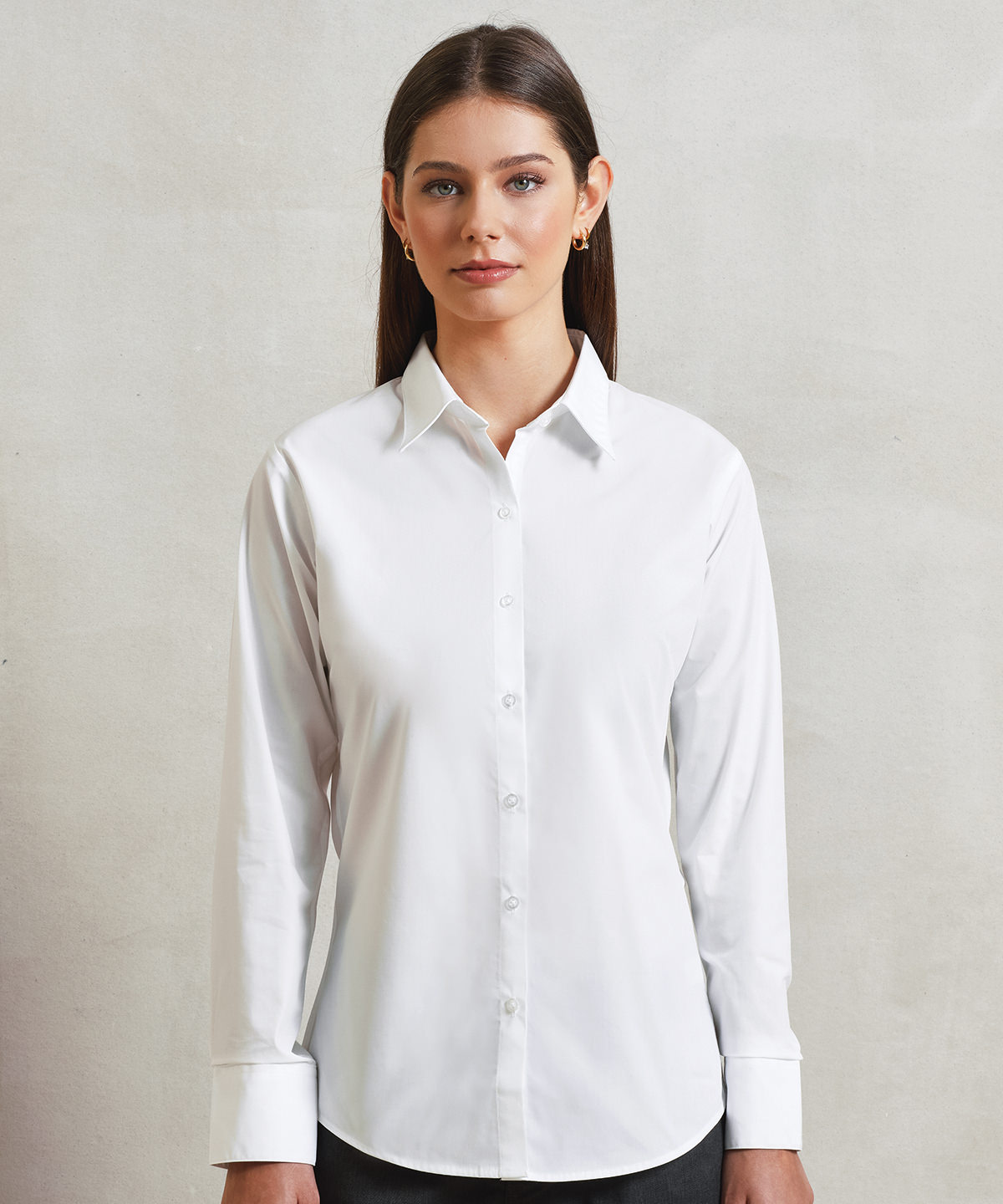 PR307 Women’s supreme poplin long sleeve shirt White