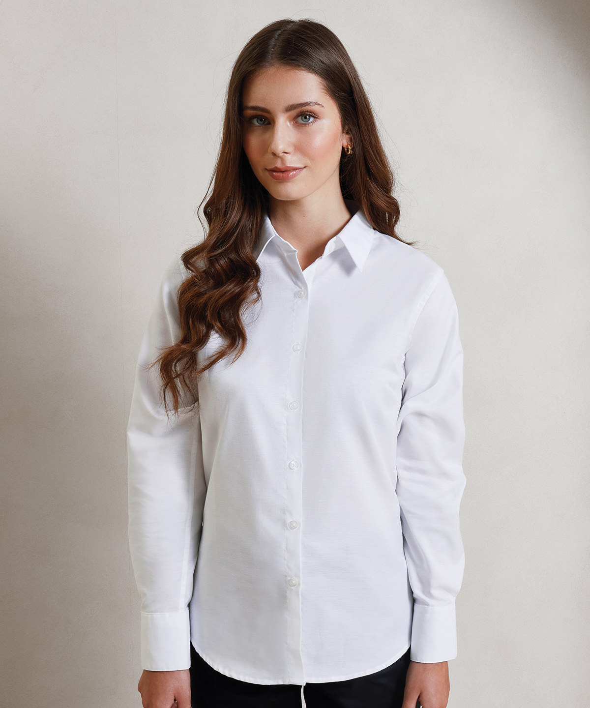 PR334 Women’s signature Oxford long sleeve shirt White