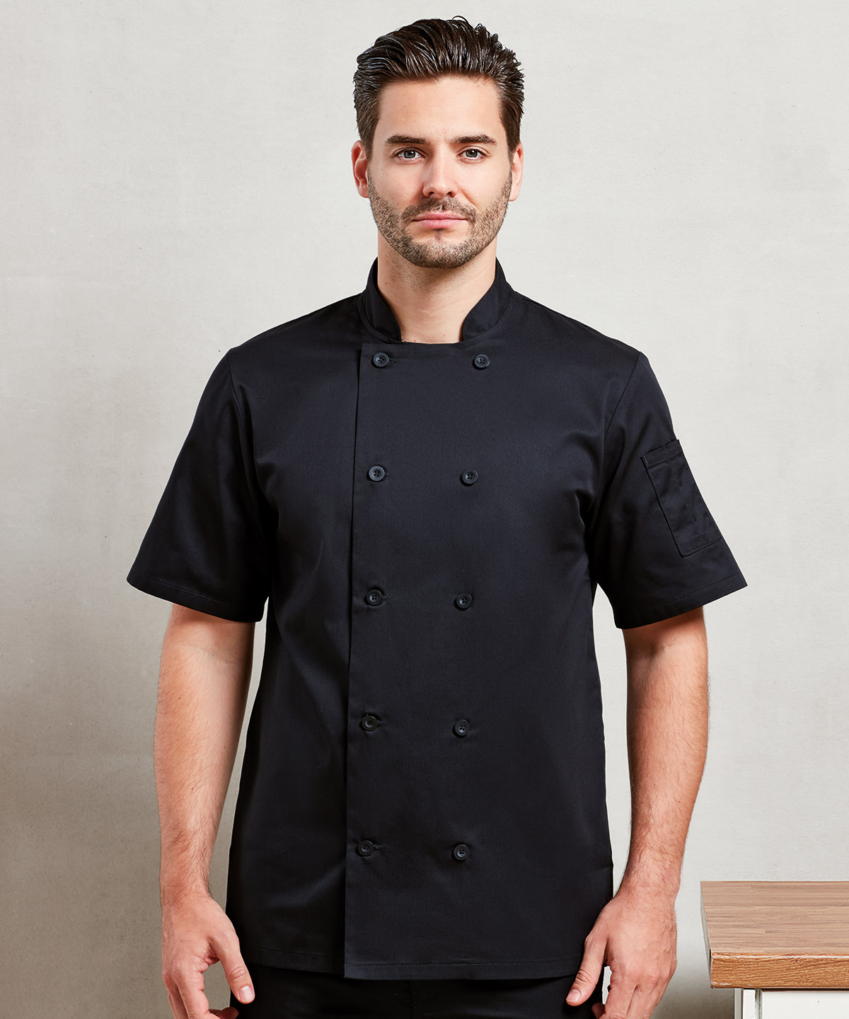 PR656 Short sleeve chef’s jacket Grey