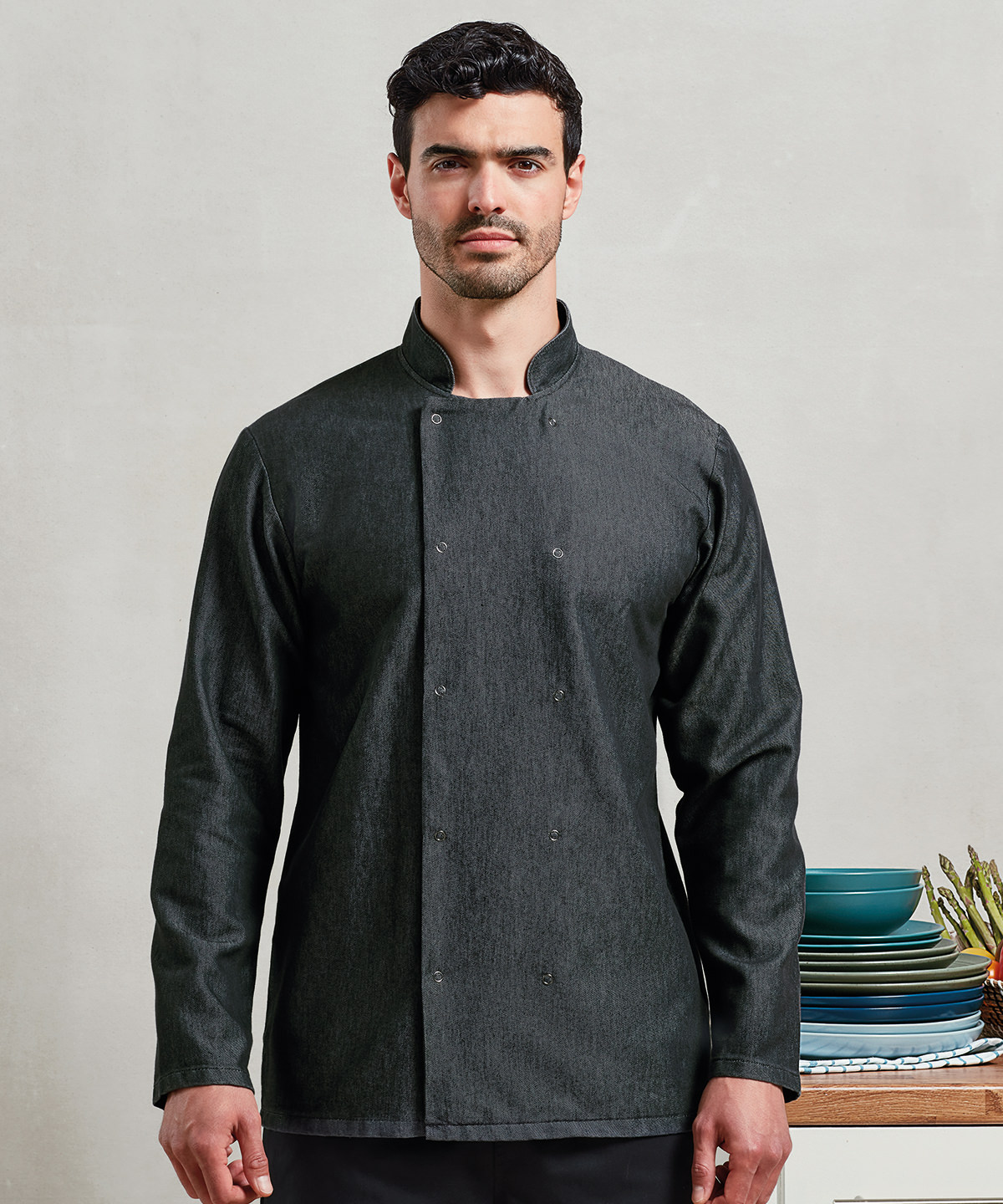 PR660 Denim chef’s jacket Grey
