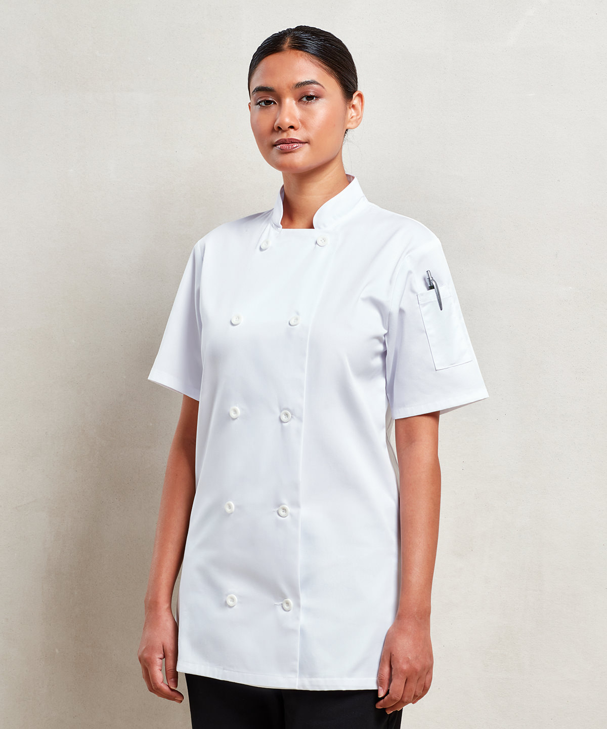 PR670 Women’s short sleeve chef’s jacket White