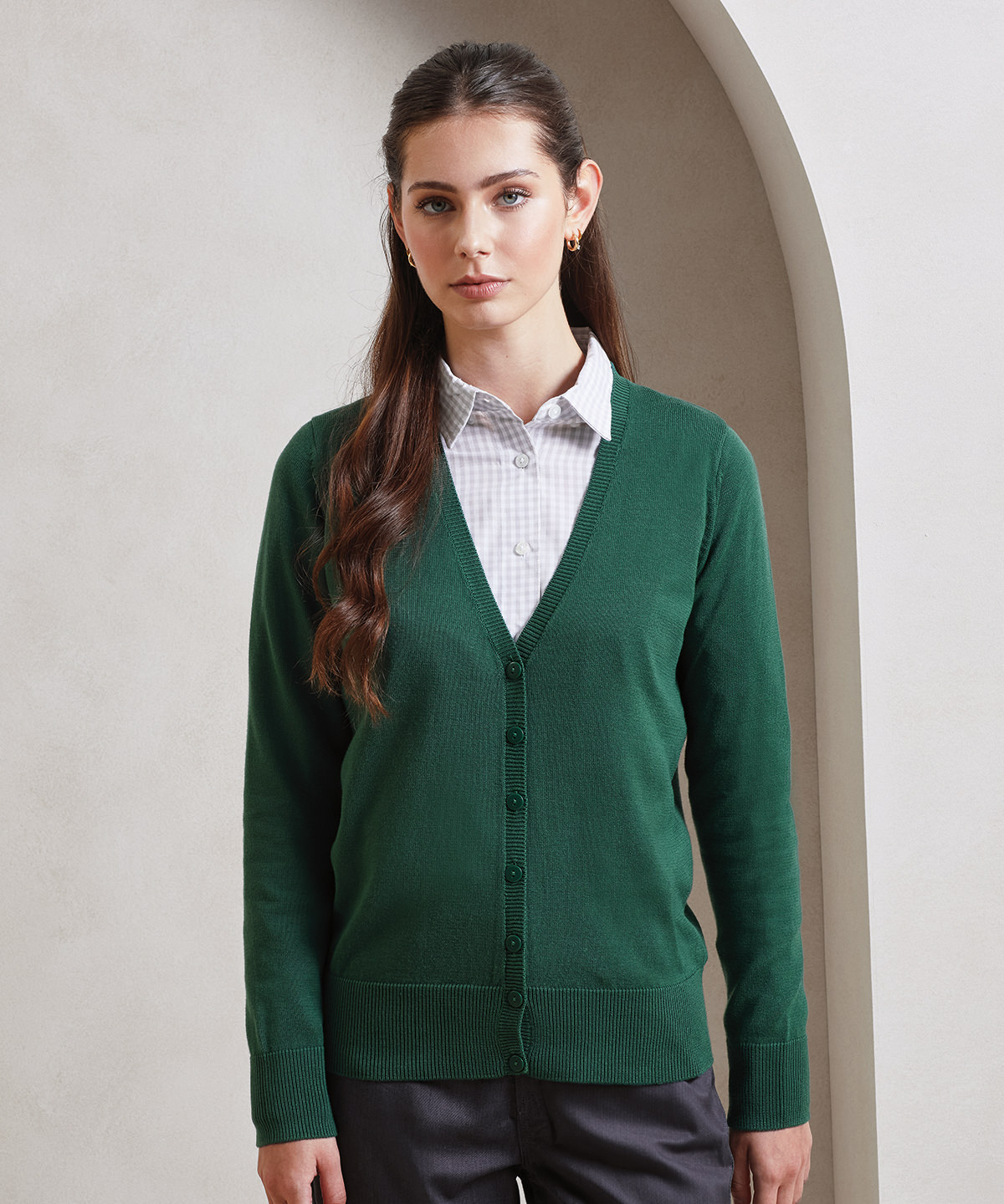 PR697 Women’s button-through knitted cardigan Green
