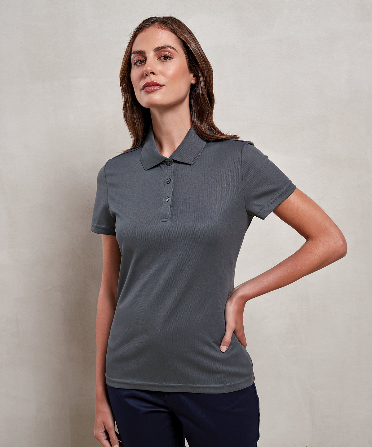 PR633 Women’s Spun Dyed Recycled Polo Shirt Grey