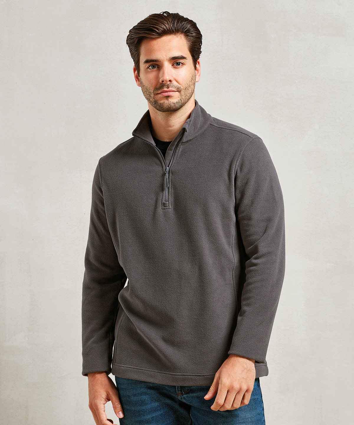 PR831 Unisex ‘Recyclight’ 1/4 zip microfleece Black