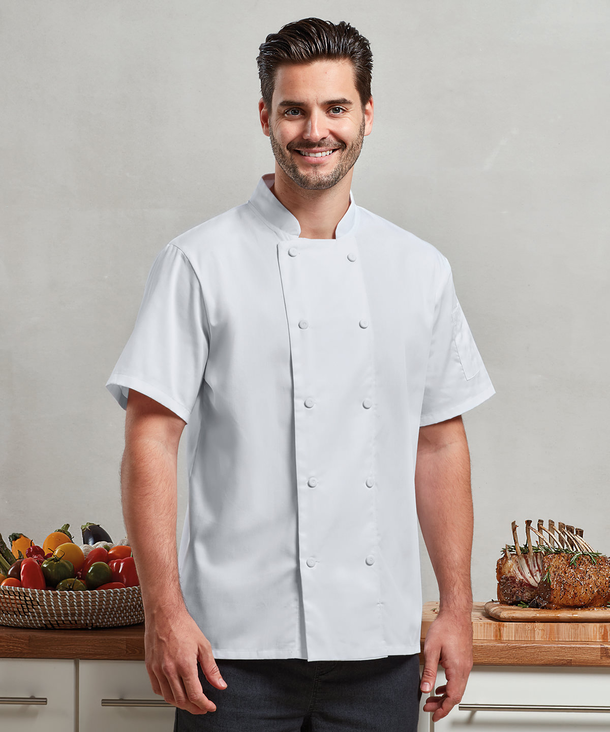 PR902 Chefs Coolchecker® short sleeve jacket Black