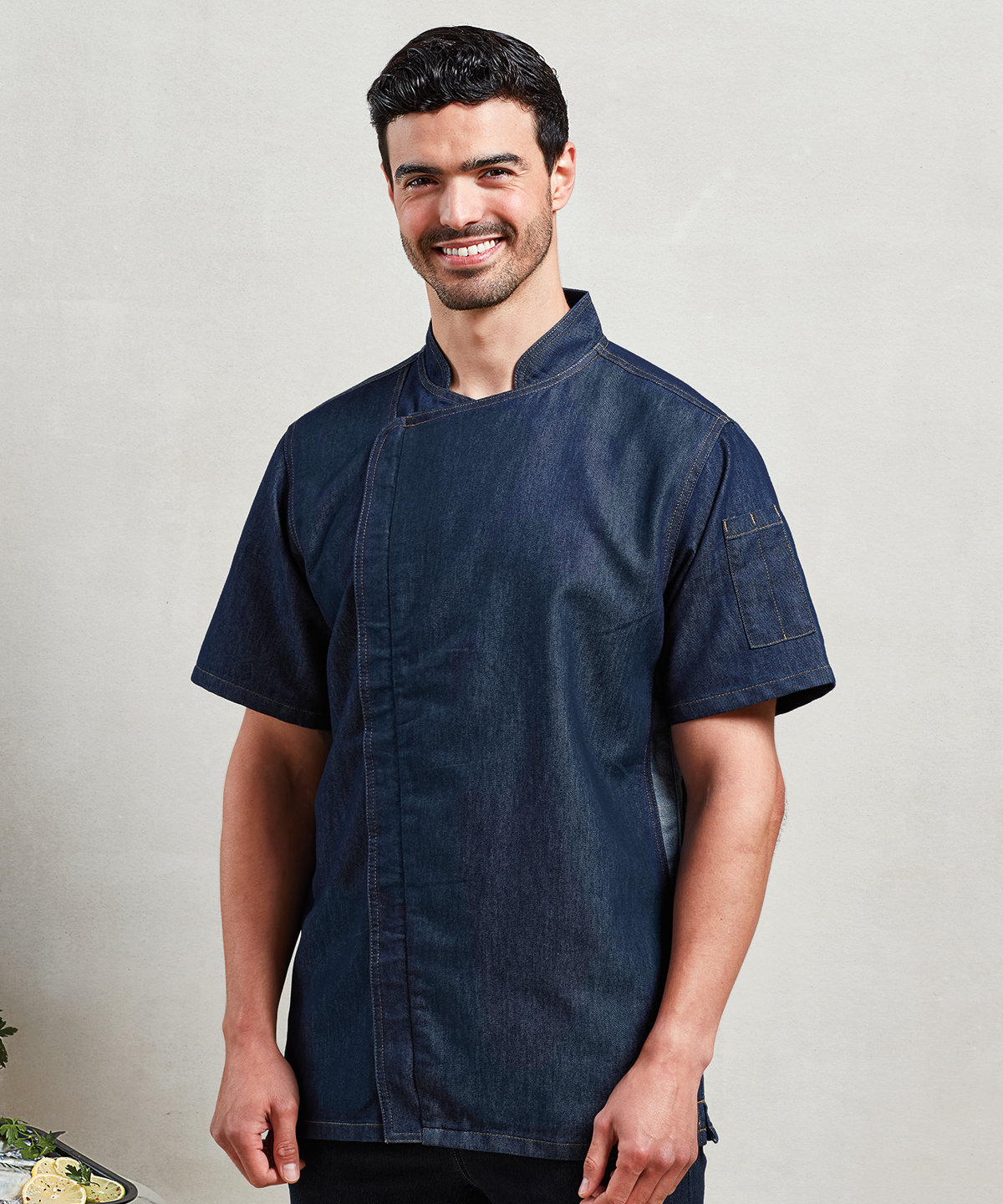 PR906 Chef’s zip-close short sleeve jacket Black