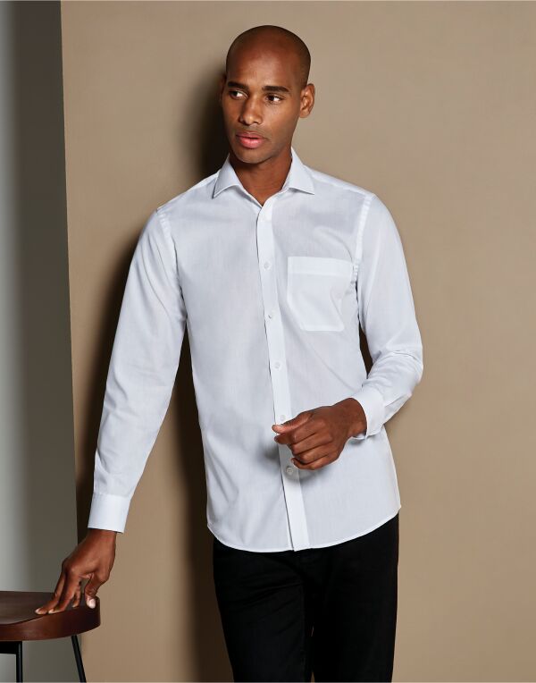 Purple Tailored Fit Long Sleeve Poplin Shirt