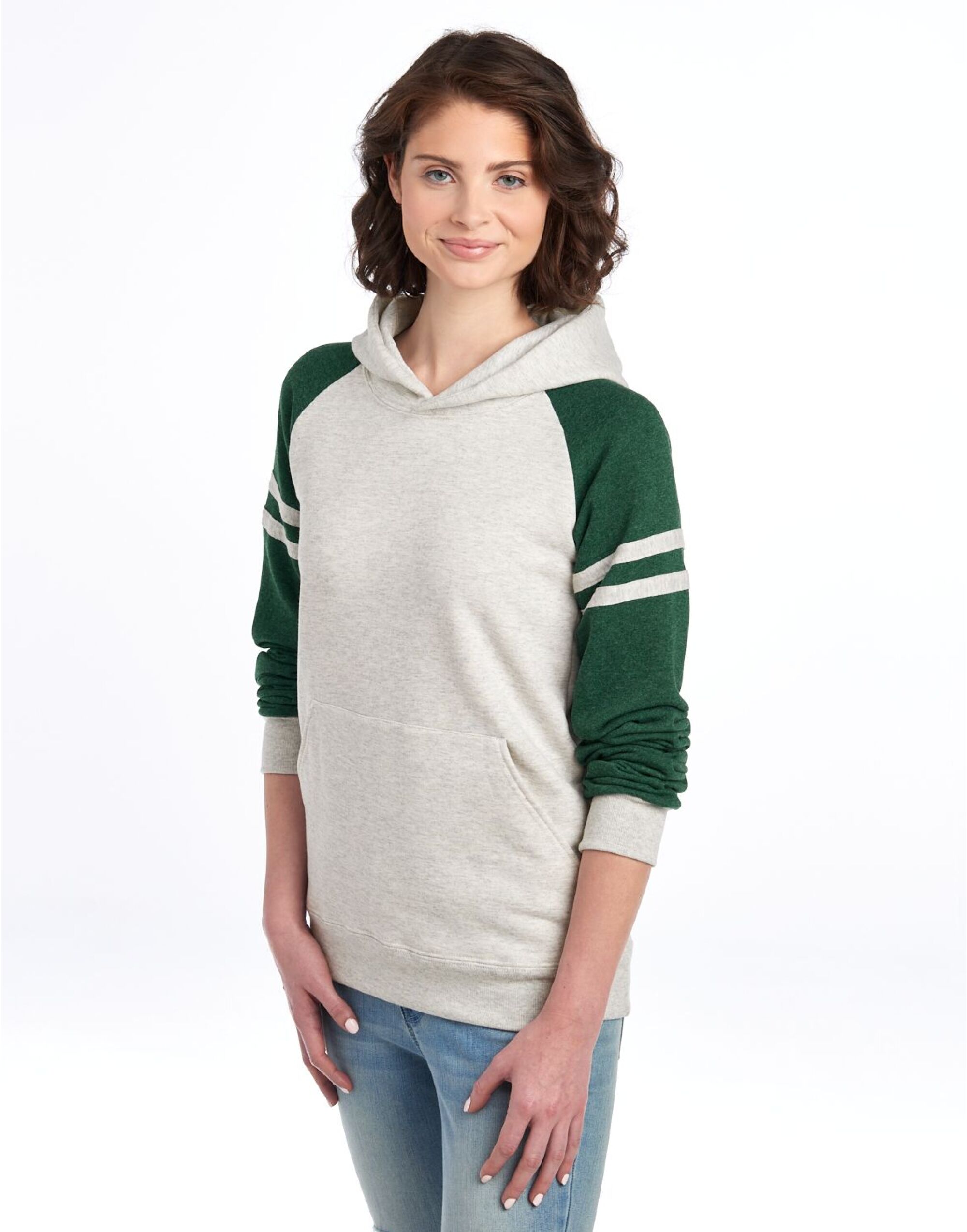0S97CR0 NuBlend® Varsity Colour-Block Hood Oatmeal Heather/ Forest Green Heather 0S97CR0 NuBlend® Varsity Colour-Block Hood Oatmeal Heather/ Forest Green Heather