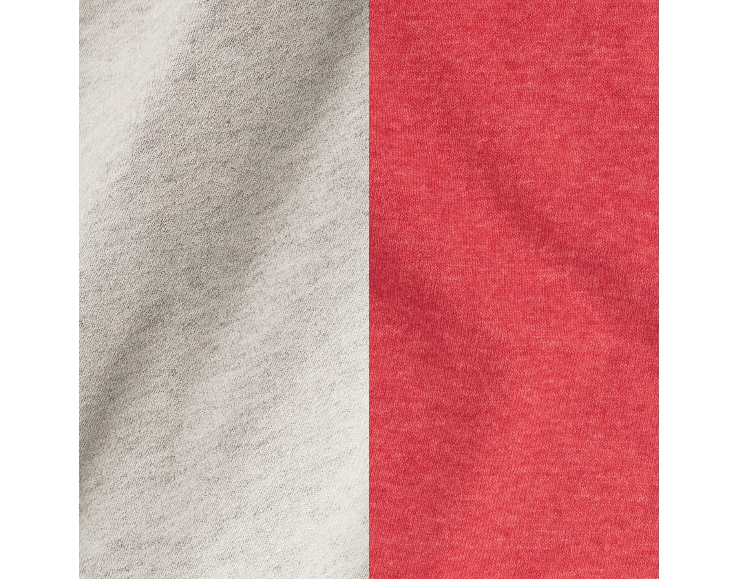 0S97CR0 NuBlend® Varsity Colour-Block Hood Oatmeal Heather/ Fiery Red Heather