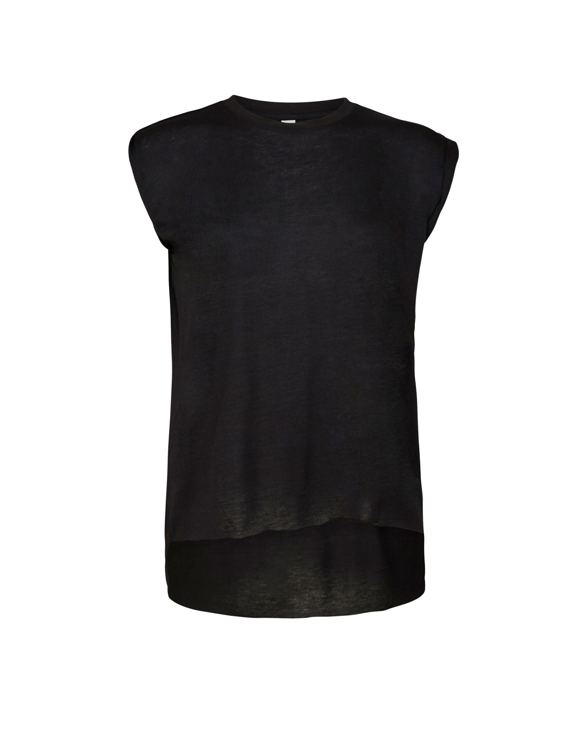 BE8804 Women’s Flowy Muscle Tee with Rolled Cuff Black BE8804 Women’s Flowy Muscle Tee with Rolled Cuff Black