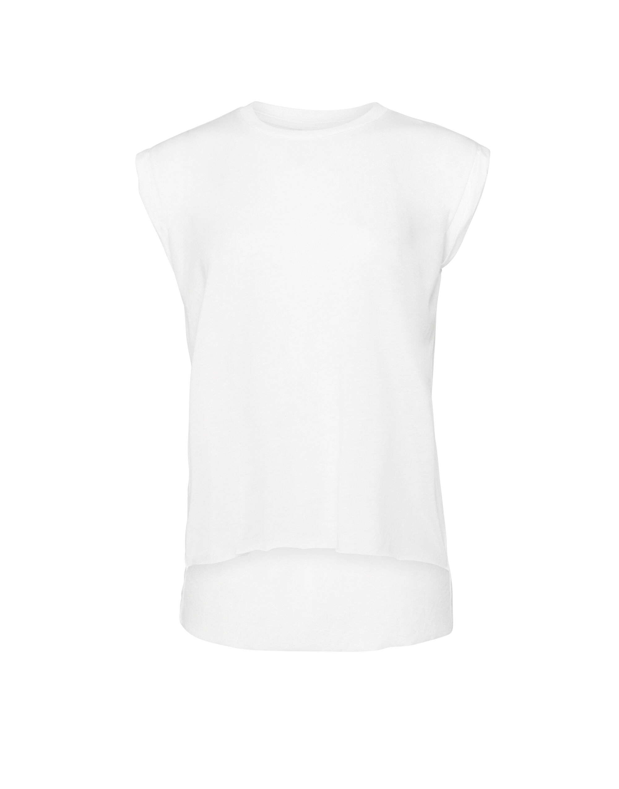 BE8804 Women’s Flowy Muscle Tee with Rolled Cuff White
