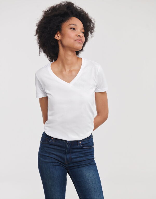 Black Ladies’ V-Neck T