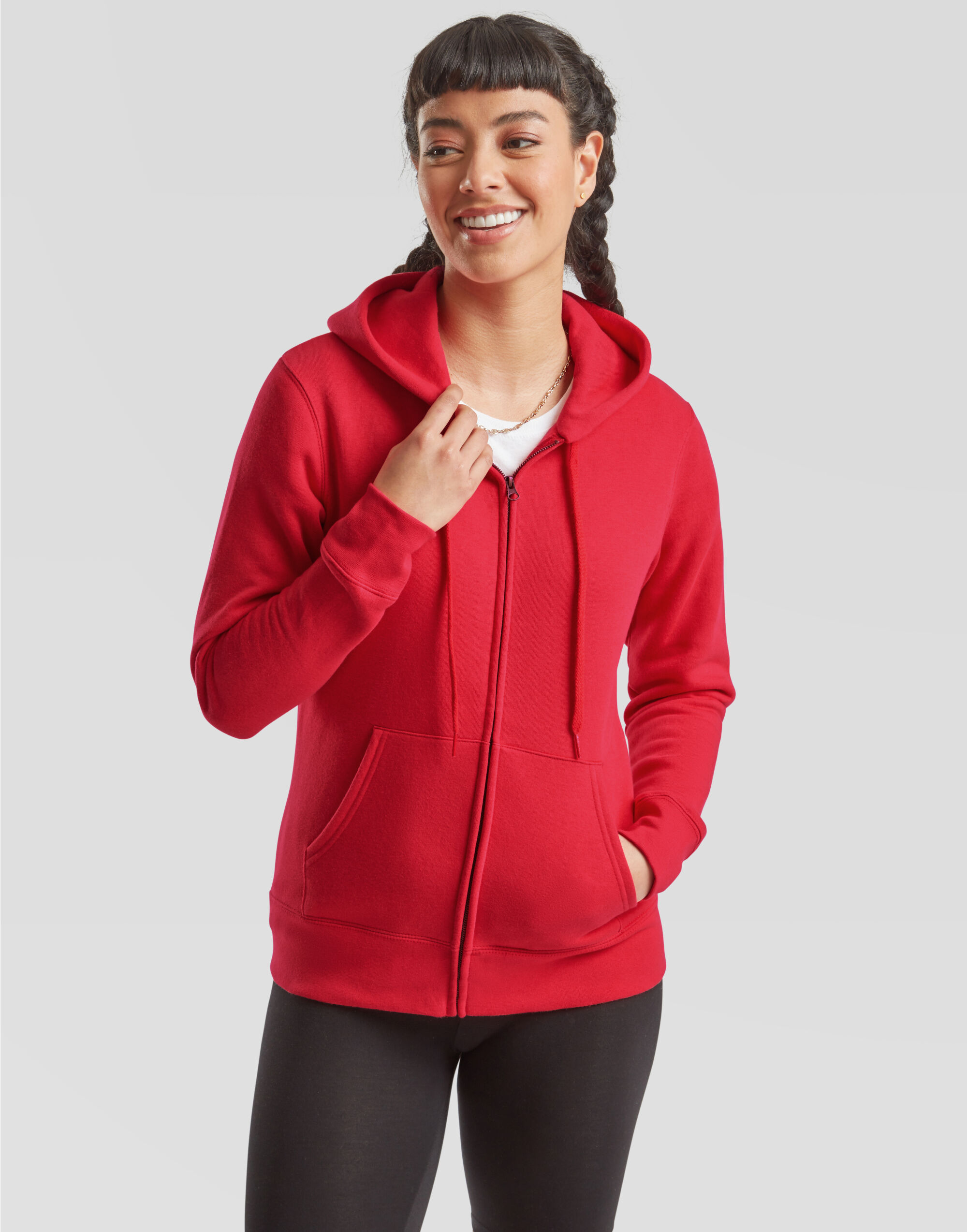 Red Ladies’ Premium Hooded Sweat Jacket