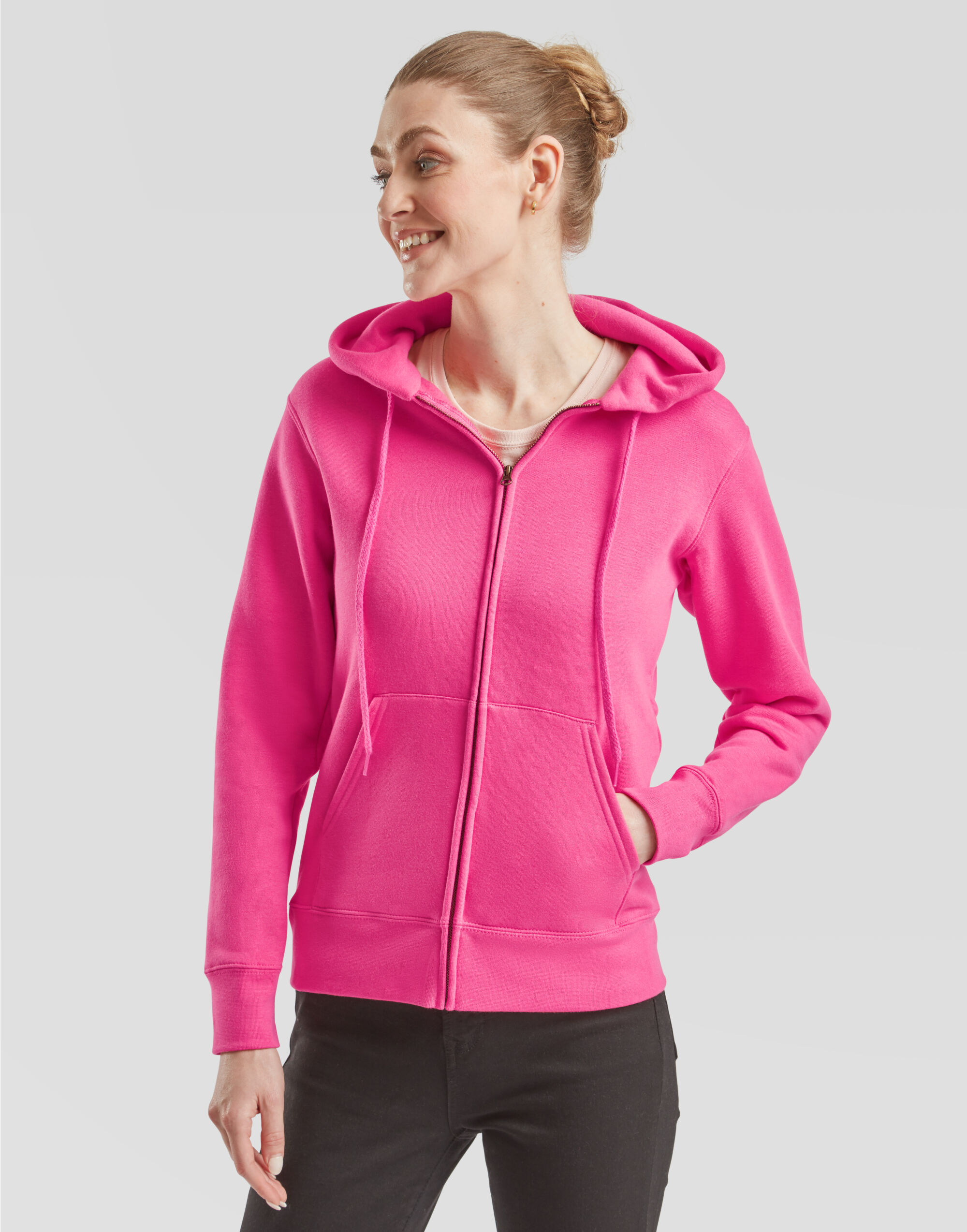 Fuchsia Ladies’ Premium Hooded Sweat Jacket