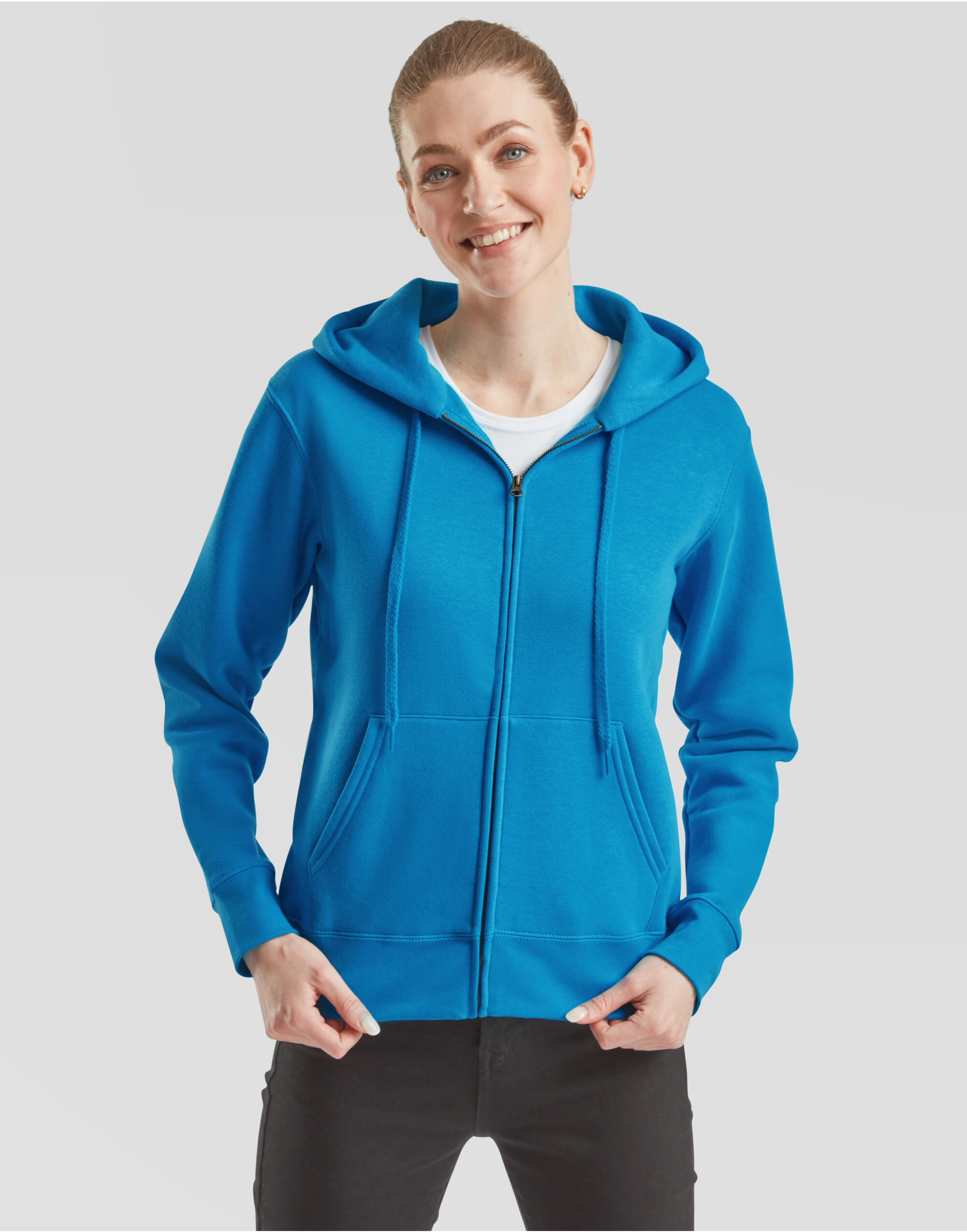 Azure Blue Ladies’ Premium Hooded Sweat Jacket