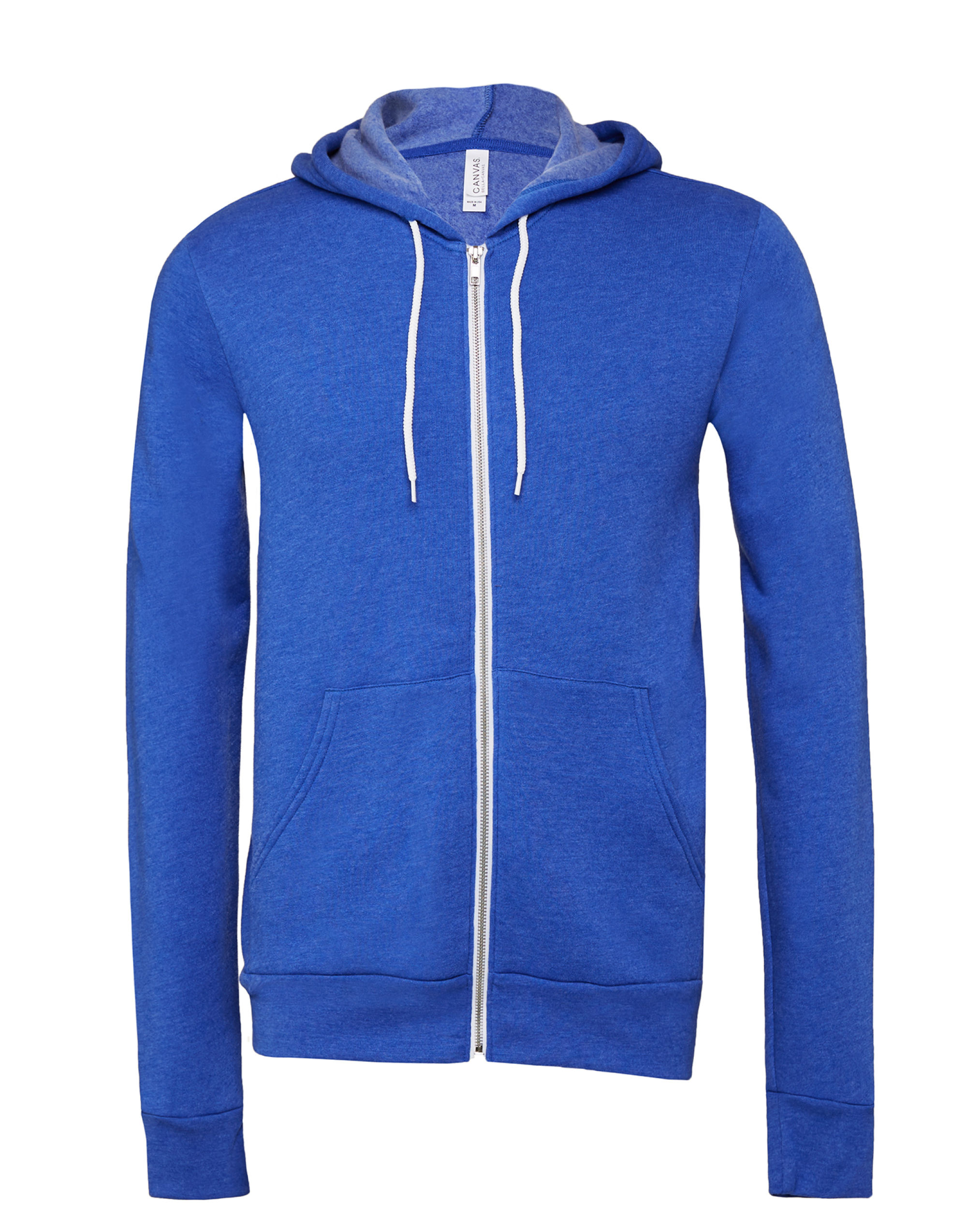 CA3739 Canvas Unisex Poly-Cotton Fleece Full-Zip Hoodie True Royal