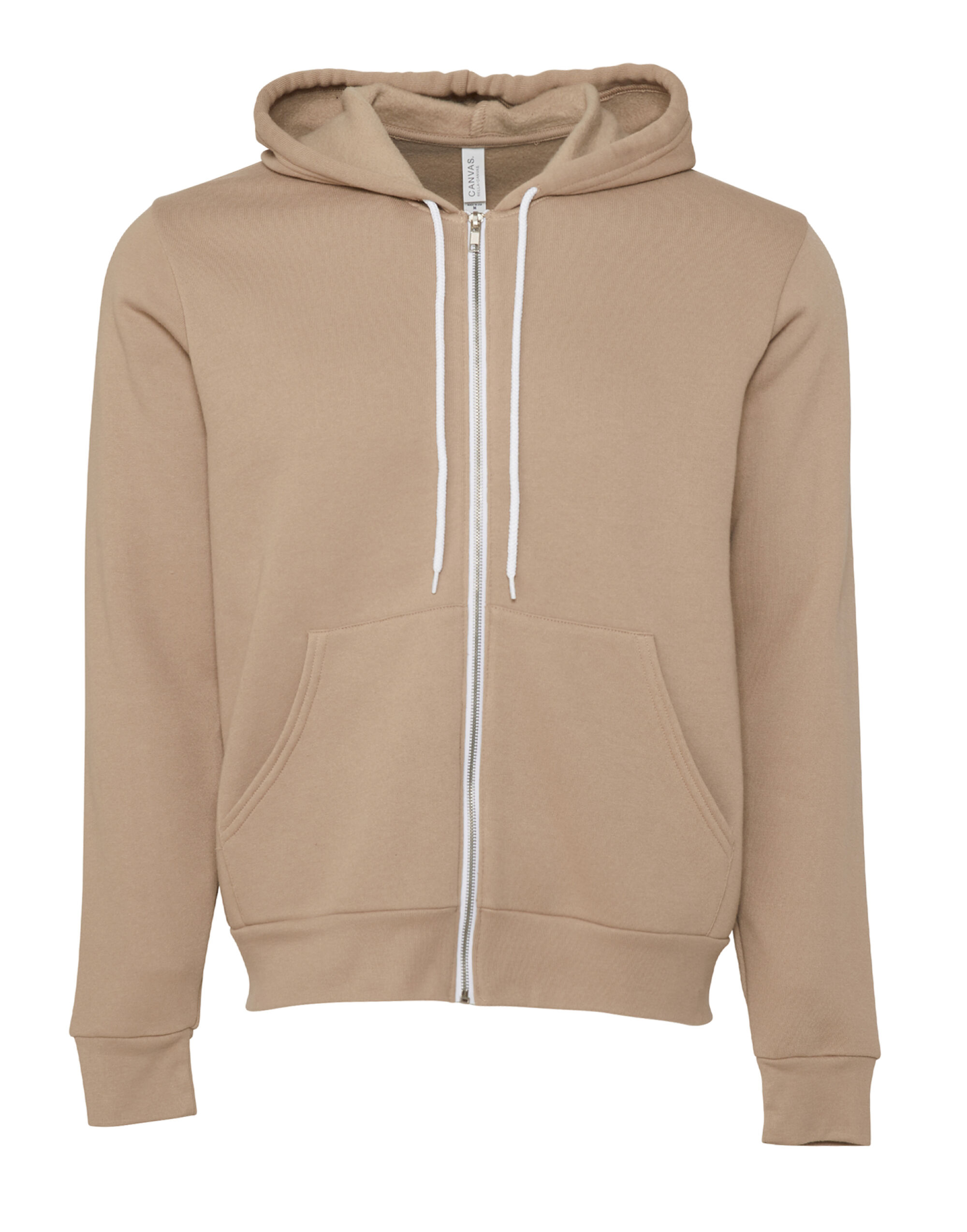 CA3739 Canvas Unisex Poly-Cotton Fleece Full-Zip Hoodie Tan