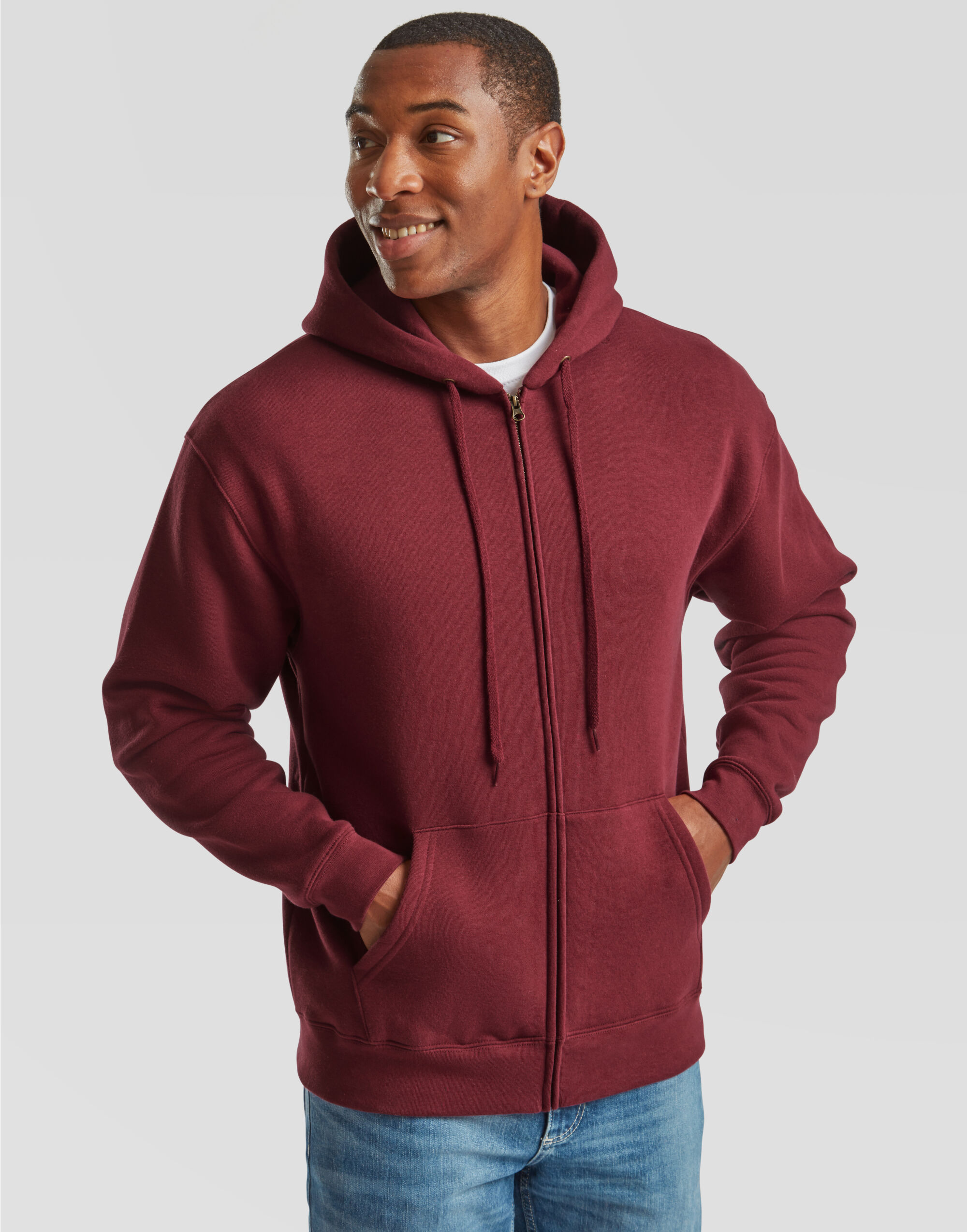 62034 Men’s Premium Hooded Sweat Jacket Burgundy