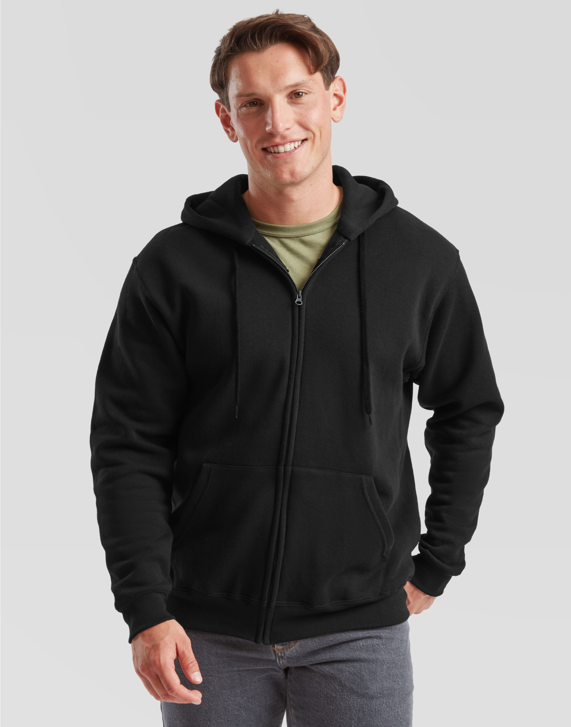 62062 Men’s Classic Hooded Sweat Jacket Black