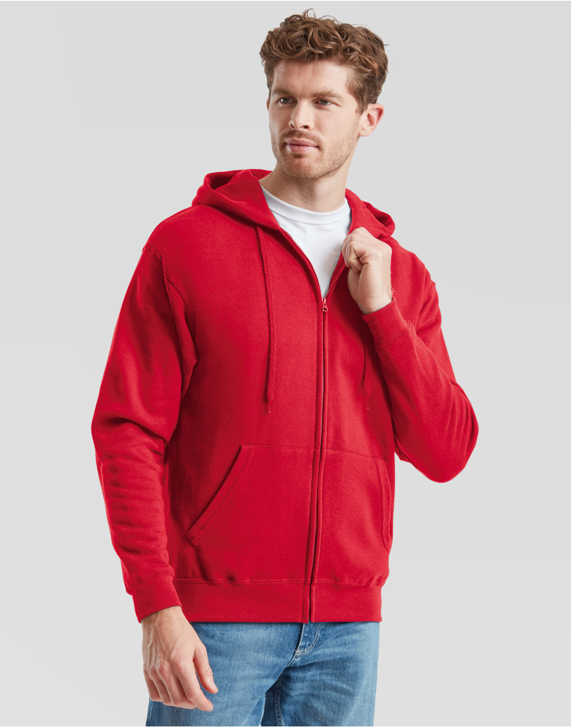 62062 Red Men’s Classic Hooded Sweat Jacket