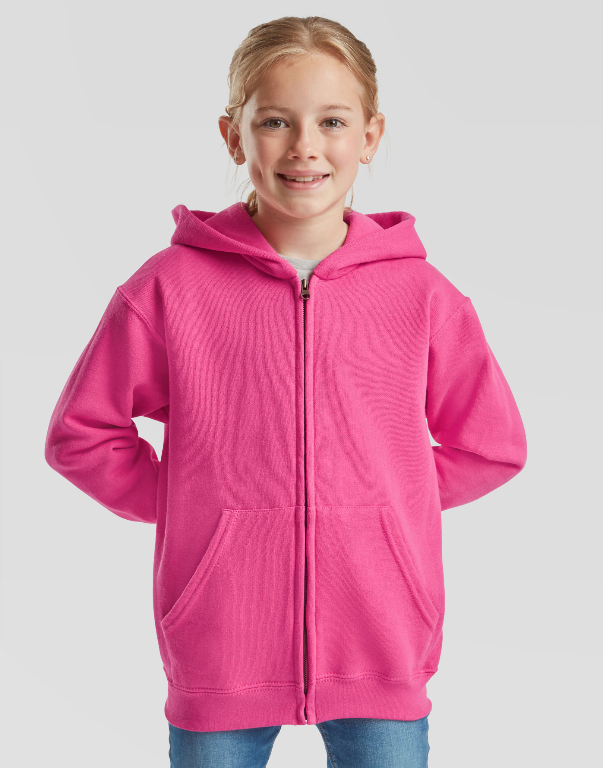 62045 Kid’s Classic Hooded Sweat Jacket Fuchsia