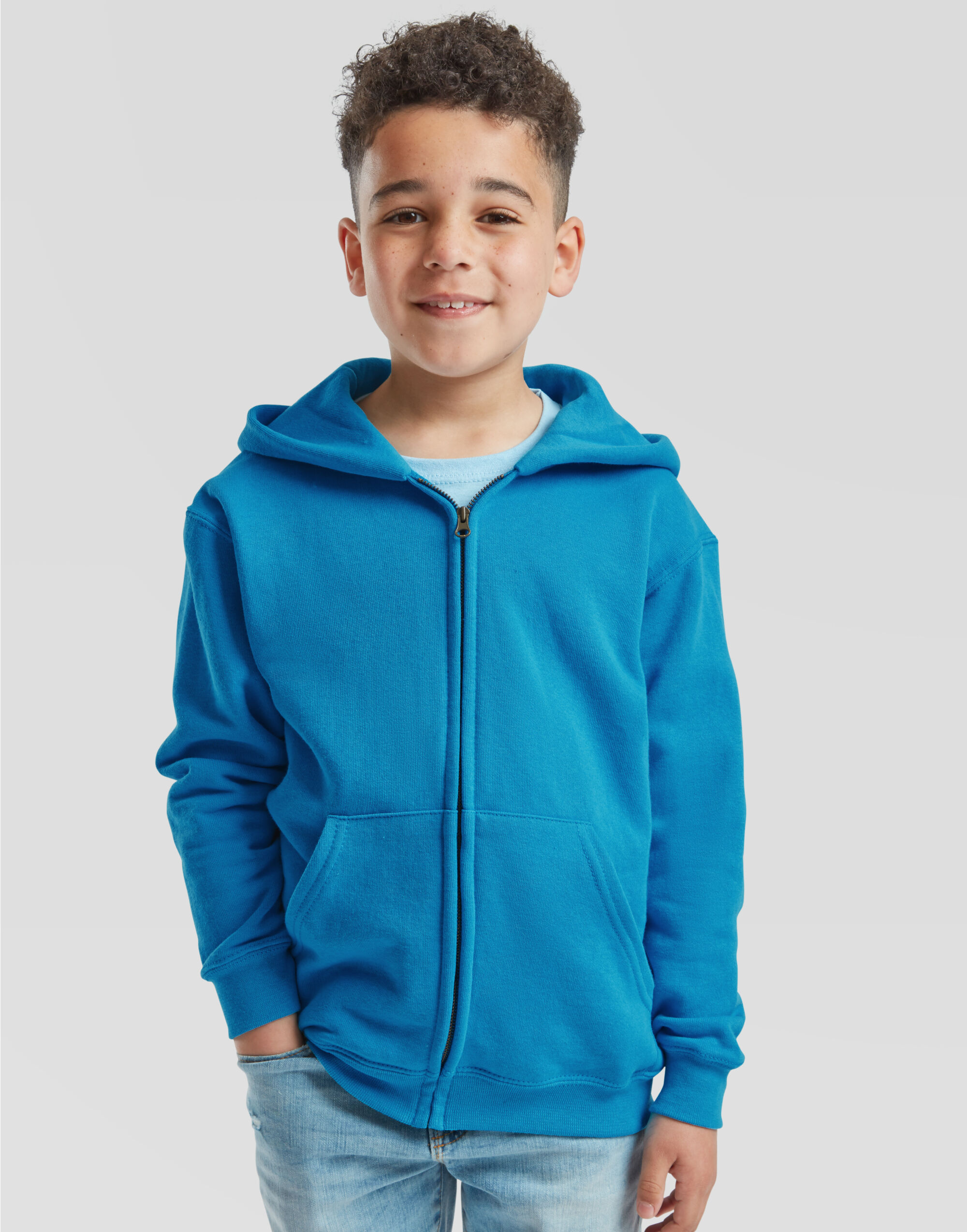 62045 Kid’s Classic Hooded Sweat Jacket Azure Blue 62045 Kid’s Classic Hooded Sweat Jacket Azure Blue