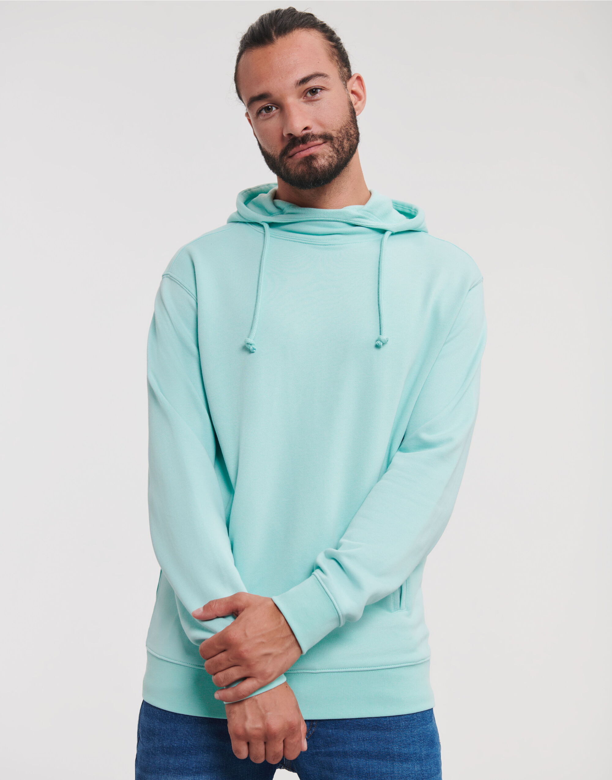 Aqua High Collar Hooded Sweat