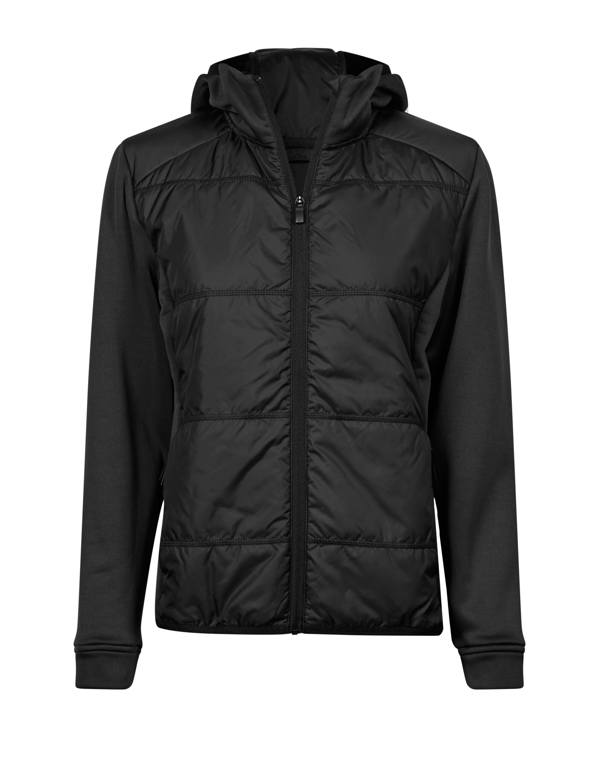 TJ9113 Ladies’ Hybrid-Stretch Hooded Jacket Black/Black TJ9113 Ladies’ Hybrid-Stretch Hooded Jacket Black/Black